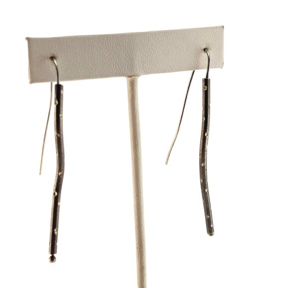 Sterling Silver 925 Oxidized Long Dangle Earrings Branch Like Earrings - Picture 5 of 8